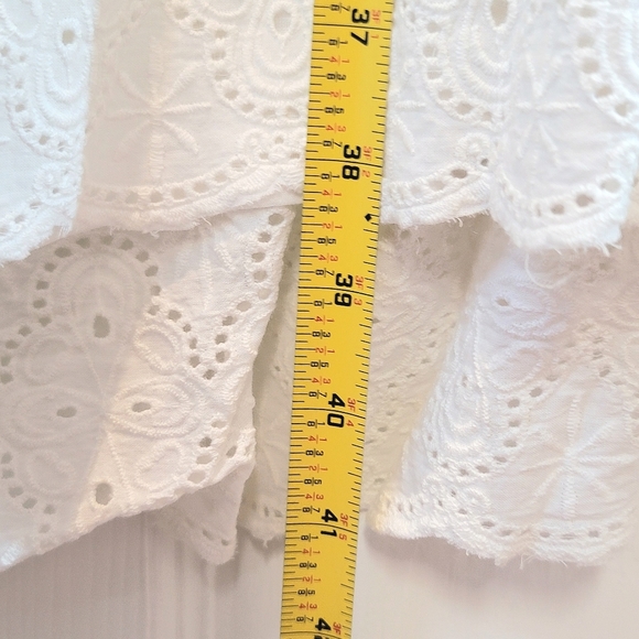 Sundance Jasmine Eyelet Midi Dress Womens Large Woven Cotton High Low Hem V-Neck - Picture 16 of 16